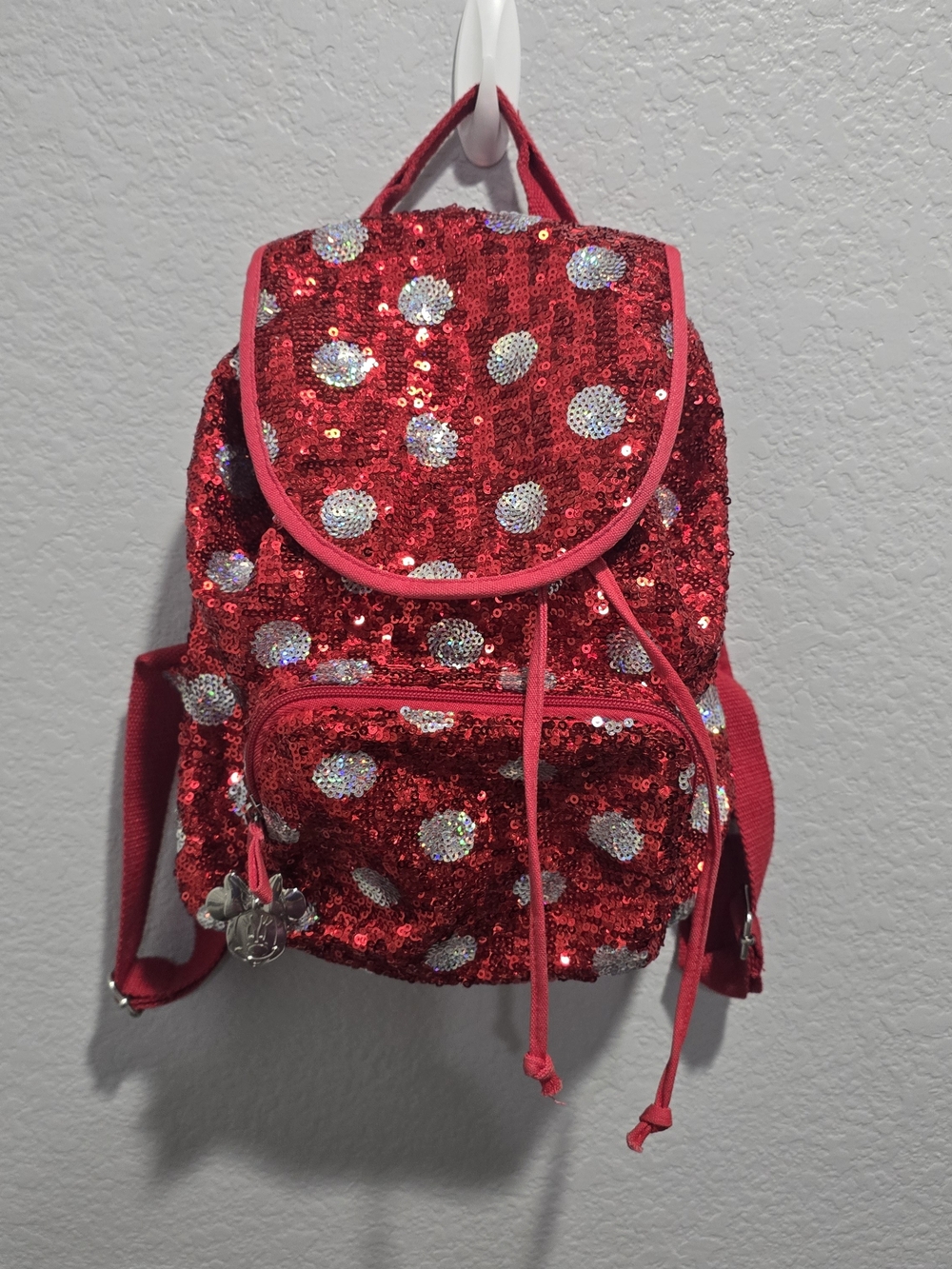 Disney Parks Minnie Mouse Red Sequin Polka Dot Mini Backpack Authentic Original